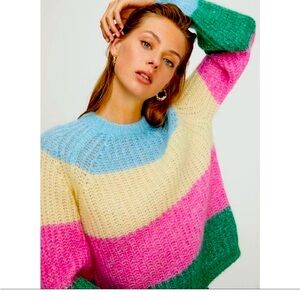 ARITZIA NWT The Wilfred Saba Sweater in Multi Colored Stripes Size S Cozy